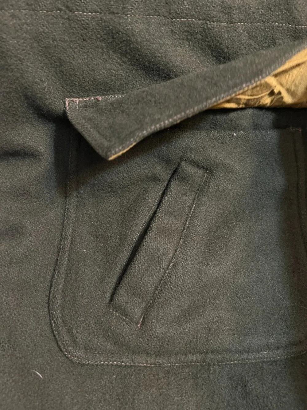 Vintage Boat Works Wool Toggle Coat Green Quilted Lining Hooded Jacket Men's L